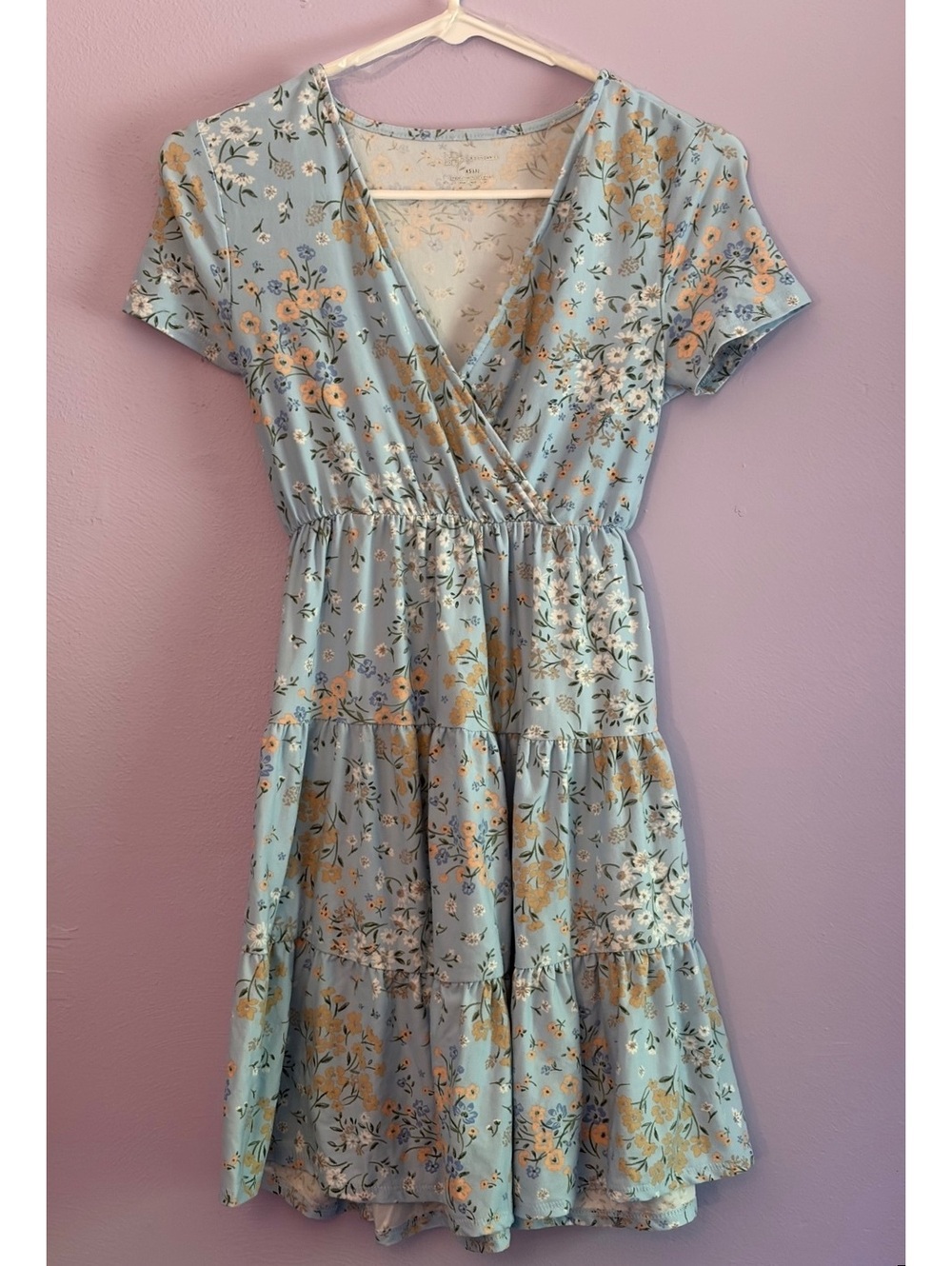 No Boundaries Blue Floral Wrap Dress XS